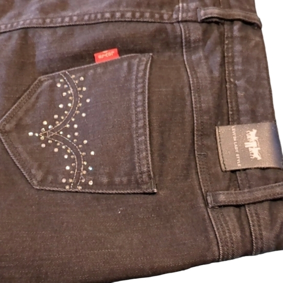 LEVI'S Lady Style Black Denim Skirt Rhinestones Size W27 - Picture 11 of 16